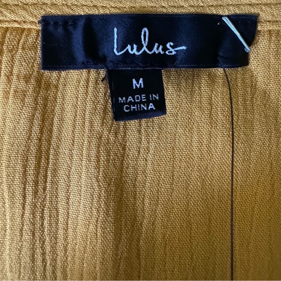 Lulus Mustard Yellow Wrap Dress Size M - Picture 12 of 14